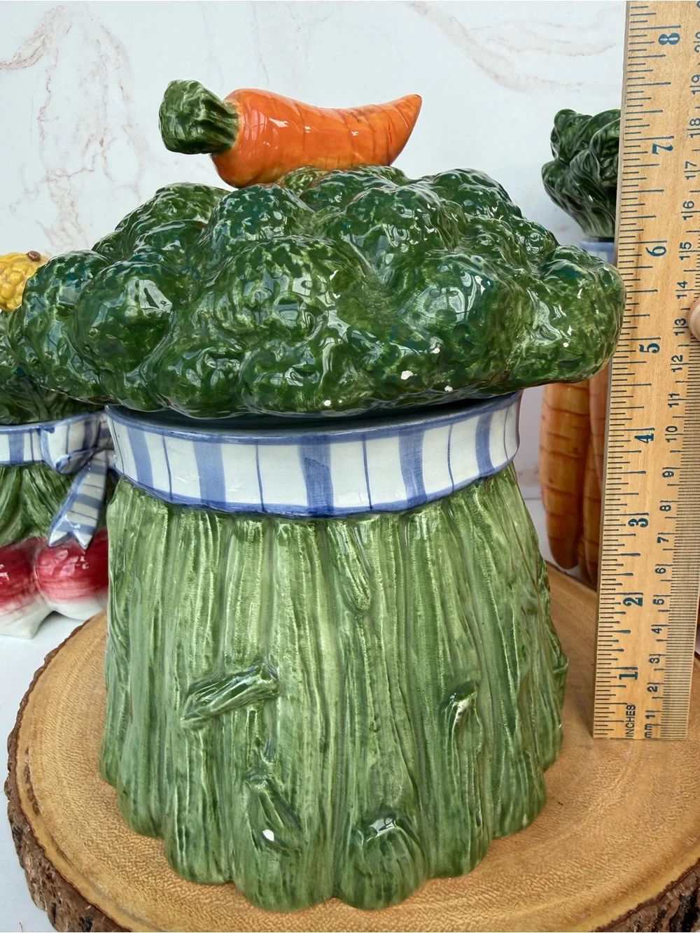 Vintage Fitz and Floyd Vegetable Bowquet Ceramic Kitchen Canister Set Majolica